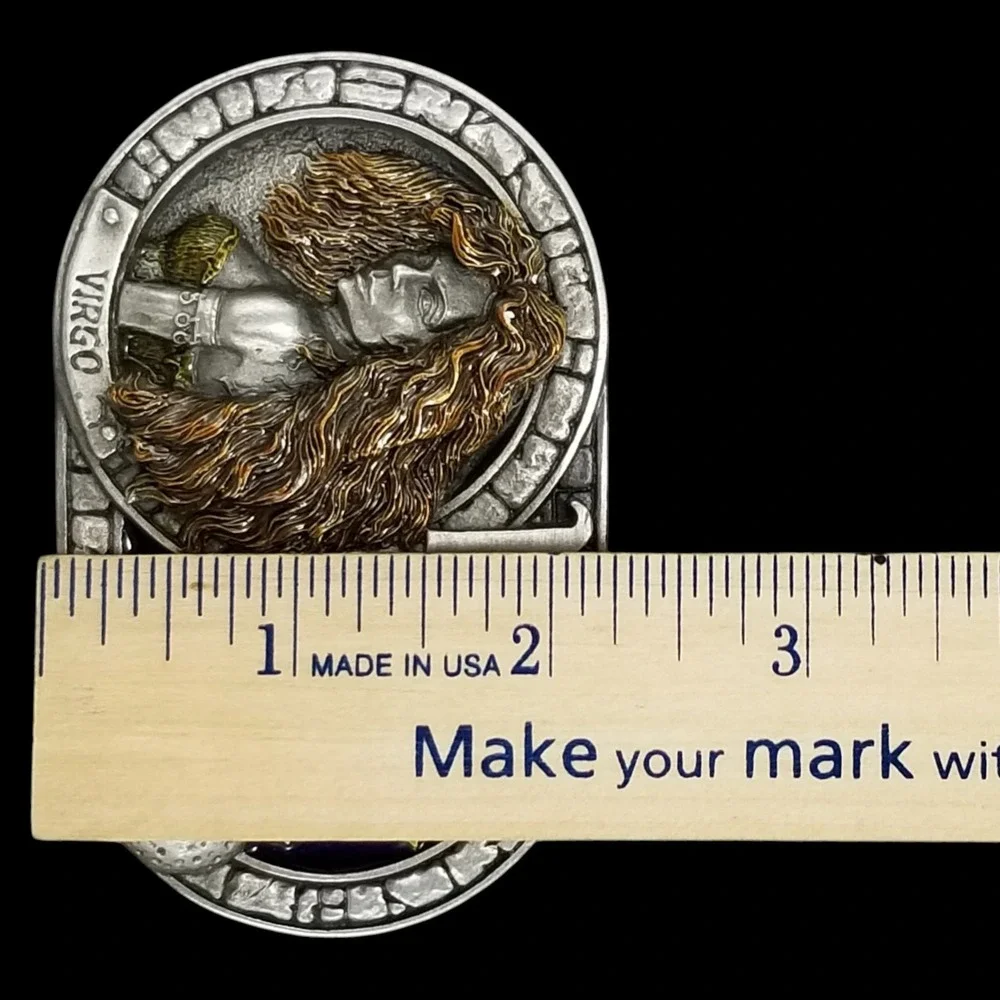 Dragon Designs Tanside Virgo Belt Buckle Pewter Zodiac Sign 2006‎ Made in USA